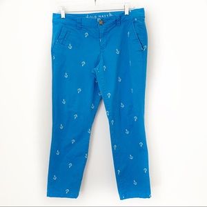 Old Navy - Preppy Blue Patterned Pants, Size 6